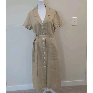 Quince Women’s 100% Linen Short Sleeve Shirt Dress Size Medium NWT